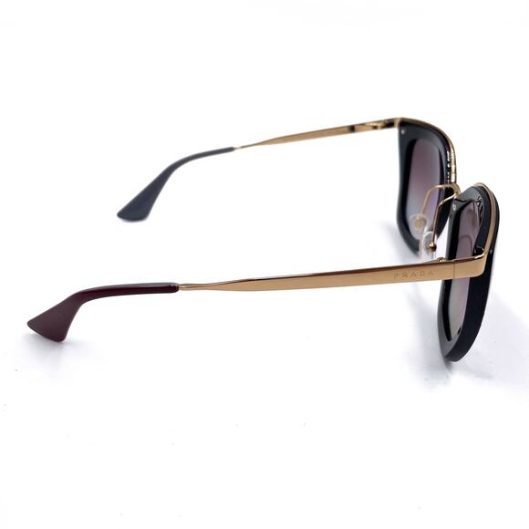 Prada Cinema Sunglasses Cat Eye Black Frame Gold Trim Gradient Lens SPR 53S - Picture 7 of 13